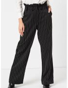Vero Moda Pantaloni ampli cu talie inalta Wednesday - Negru/Alb murdar