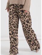 Vero Moda Pantaloni de satin cu croiala ampla - Maro inchis/Bej