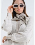 Vero Moda Pulover cu decolteu in V Lefile - Bej deschis melange