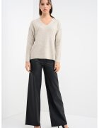 Vero Moda Pulover cu decolteu in V si insertii stralucitoare - Auriu/Bej deschis