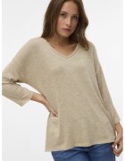 Vero Moda Pulover cu decolteu in V si maneci 3/4 - Bej