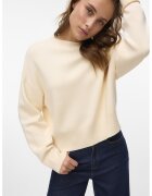 Vero Moda Pulover cu decolteu la baza gatului si model uni - Bej