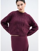 Vero Moda Pulover cu decolteu la baza gatului si perforatii - Violet melange