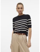 Vero Moda Pulover cu dungi si maneci scurte - Negru/Bej