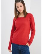 Vero Moda Pulover de bumbac cu decolteu rotund - Rosu inchis