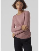 Vero Moda Pulover de bumbac cu decolteu rotund - Roz prafuit