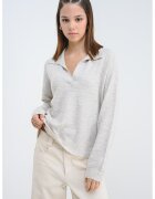 Vero Moda Pulover lejer cu guler polo - Bej melange