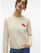 Vero Moda Pulover slim fit din amestec de lana - Rosu/Bej melange