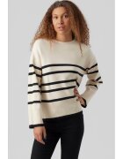 Vero Moda Pulover supradimensionat Pulover tricotat cu dungi Pulover cu umerii cazuti - Negru