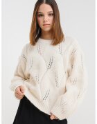 Vero Moda Pulover uni cu model pointelle - Alb fildes