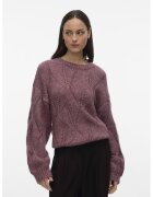 Vero Moda Pulover uni cu model pointelle - Rosu stins