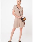 Vero Moda Rochie cu insertie crosetata Savannah - Maro taupe deschis