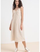 Vero Moda Rochie midi din amestec de in Magnete - Alb murdar