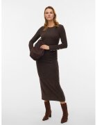 Vero Moda Rochie midi din tricot cu fronseu lateral - Maro inchis