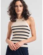 Vero Moda Top cu dungi Saba - Negru/Crem