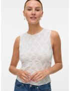 Vero Moda Top slim fit cu decolteu la baza gatului - Alb murdar