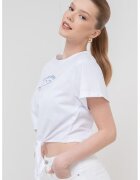 Vero Moda Tricou crop de bumbac organic Cami - Alb/Albastru