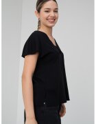 Vero Moda Tricou cu decolteu in V Bella - Negru