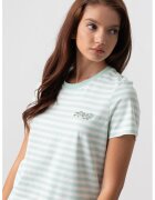 Vero Moda Tricou cu decolteu la baza gatului si model in dungi - Verde deschis/Alb murdar