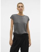 Vero Moda Tricou cu insertii din lurex - Negru/Gri inchis