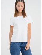 Vero Moda Tricou de bumbac organic - Alb optic/Argintiu