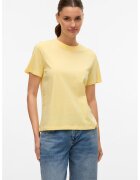 Vero Moda Tricou de bumbac organic cu decolteu la baza gatului - Galben pai