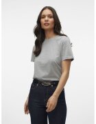 Vero Moda Tricou de bumbac organic cu decolteu la baza gatului - Gri melange