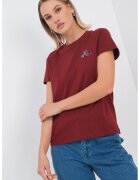 Vero Moda Tricou de bumbac organic cu detaliu brodat Francis - Rosu inchis