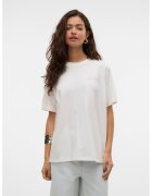 Vero Moda Tricou de bumbac organic cu imprimeu contrastant - Alb/Roz