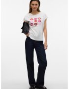 Vero Moda Tricou de bumbac organic cu imprimeu grafic - Rosu/Alb/Roz