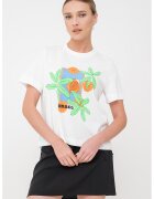 Vero Moda Tricou din bumbac organic - Alb/Portocaliu