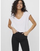 Vero Moda Tricou uni cu decolteu in V - Alb