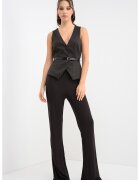 Vero Moda Vesta in carouri cu nasturi - Negru/Maro