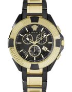 Versace Ceas barbatesc cronograf - bratara metalica aurie/neagra - 46mm - rezistenta apa 5 ATM
