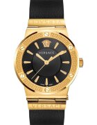 Versace Ceas dama model Greca Logo - inox/piele - 38mm - rezistent la apa 5 ATM - negru/auriu