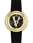 Versace Ceas dama Thea - piele neagra - 38mm - rezistent la apa 5 ATM - negru/auriu
