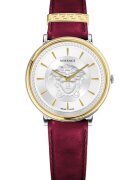 Versace Ceas dama V-Circle - inox/piele - 38mm - impermeabilitate 5 ATM - rosu/auriu
