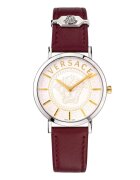 Versace Ceas de dama - VEK400221 - Otel inoxidabil/Piele naturala - Rosu/Argintiu
