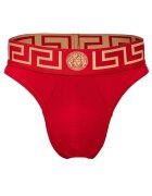 Versace Chiloti tanga cu imprimeu logo - Rosu/Auriu