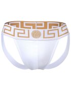 Versace Chiloti tip suspensor cu logo - Alb/Auriu