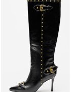 Versace Jeans Couture Cizme lungi cu fermoar si varf ascutit - Negru