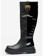 Versace Jeans Couture Cizme lungi de piele ecologica cu catarama si fermoar - Negru