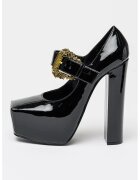 Versace Jeans Couture Pantofi cu aspect lacuit si toc masiv - Negru