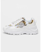 Versace Jeans Couture Pantofi sport cu talpa demi-wedge si garnituri din piele - Alb/Maro deschis