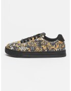Versace Jeans Couture Pantofi sport de piele si piele ecologica cu model logo - Alb/Negru/Galben