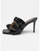 Versace Jeans Couture Papuci din piele ecologica cu toc si catarama decorativa - Negru