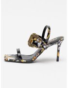 Versace Jeans Couture Sandale din piele ecologica Emily - Alb/Negru/Galben