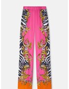 VERSACE JEANS Pantaloni cu elastic în talie și imprimeu baroc - Roz