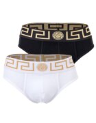 Versace Set de chiloti cu banda logo - 2 perechi - Alb/Negru