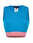 Versace Top crop cu banda logo Topeka - Roz/Albastru